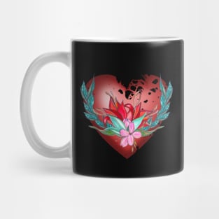 Heart with flowers Hand-drawn watercolor composition Mug